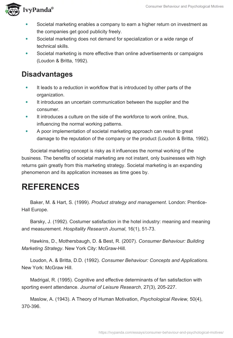 Consumer Behaviour and Psychological Motives. Page 5