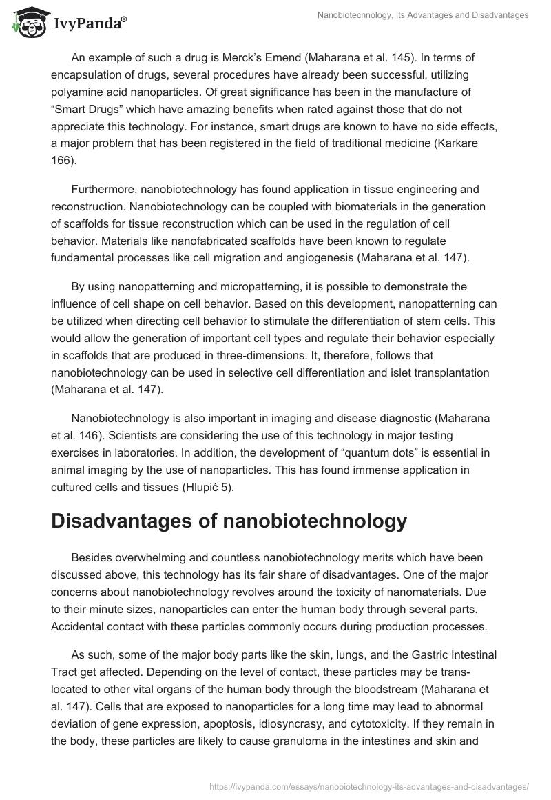 Nanobiotechnology, Its Advantages and Disadvantages. Page 2