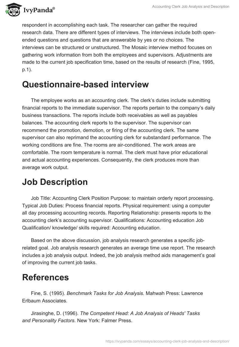Accounting Clerk Job Analysis and Description. Page 2