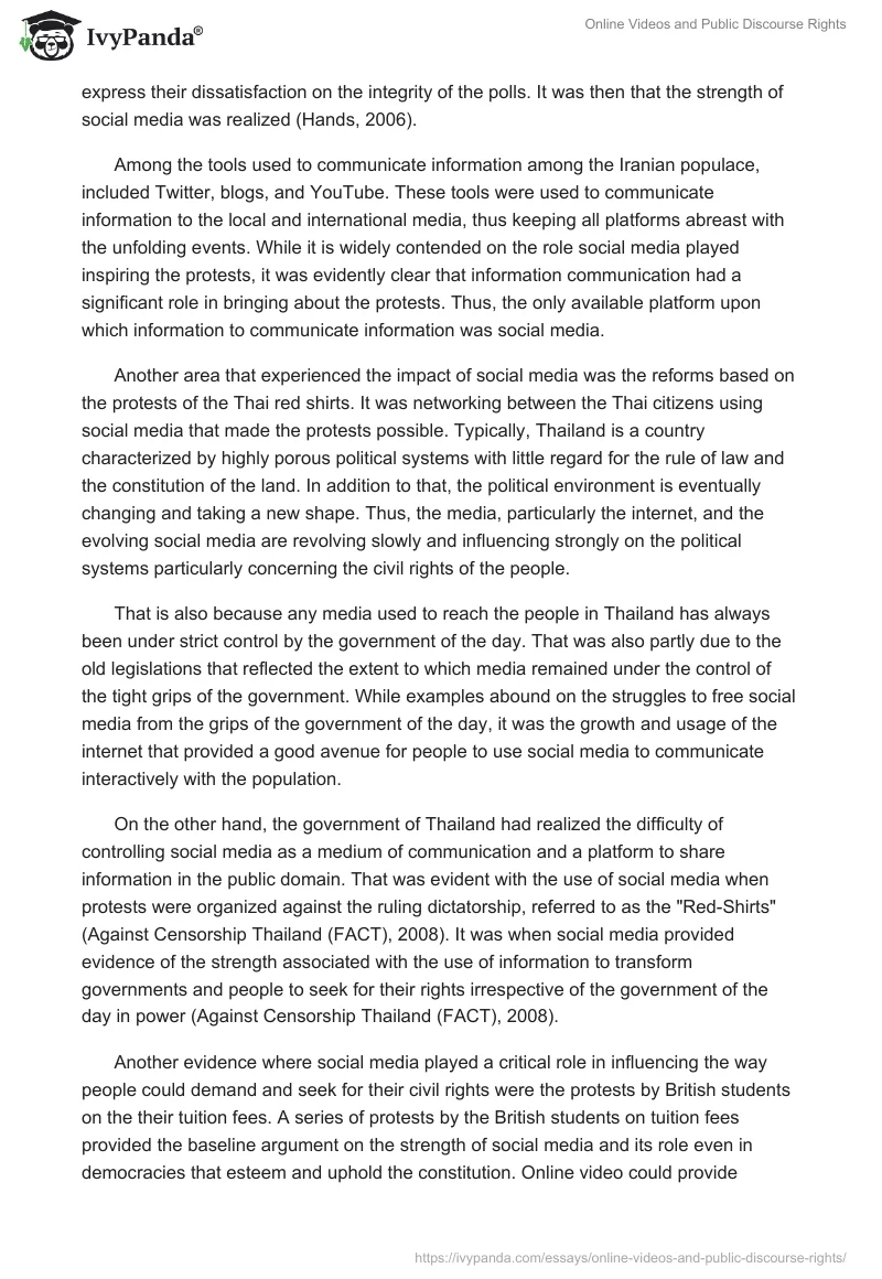 Online Videos and Public Discourse Rights. Page 4