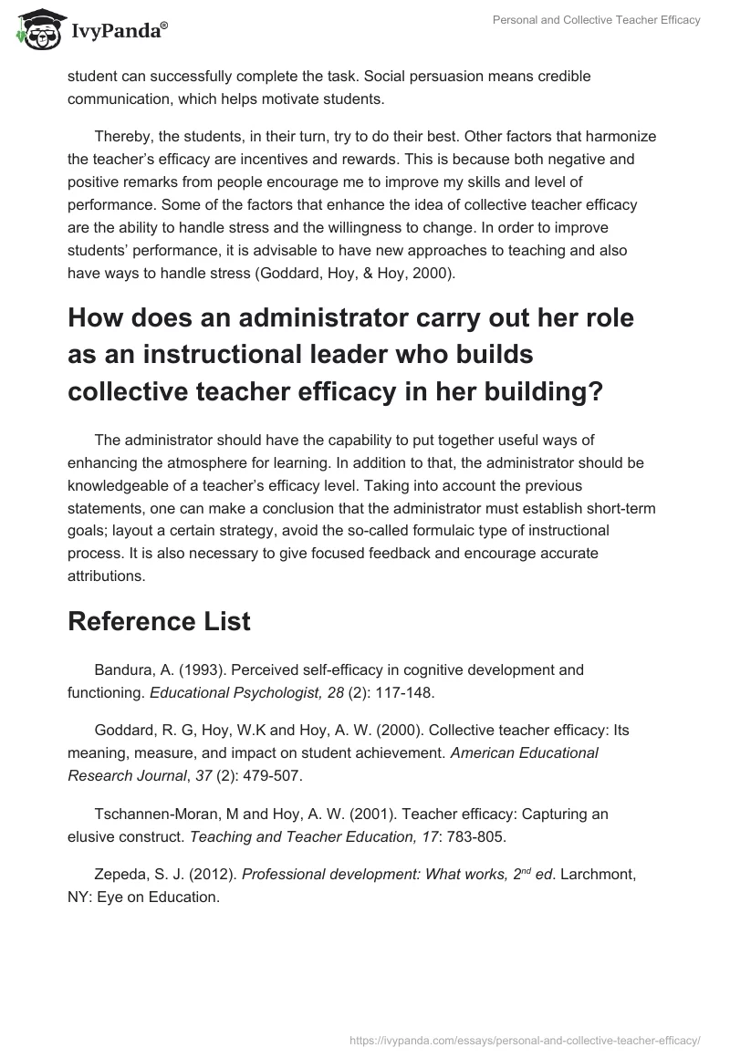 Personal and Collective Teacher Efficacy. Page 3