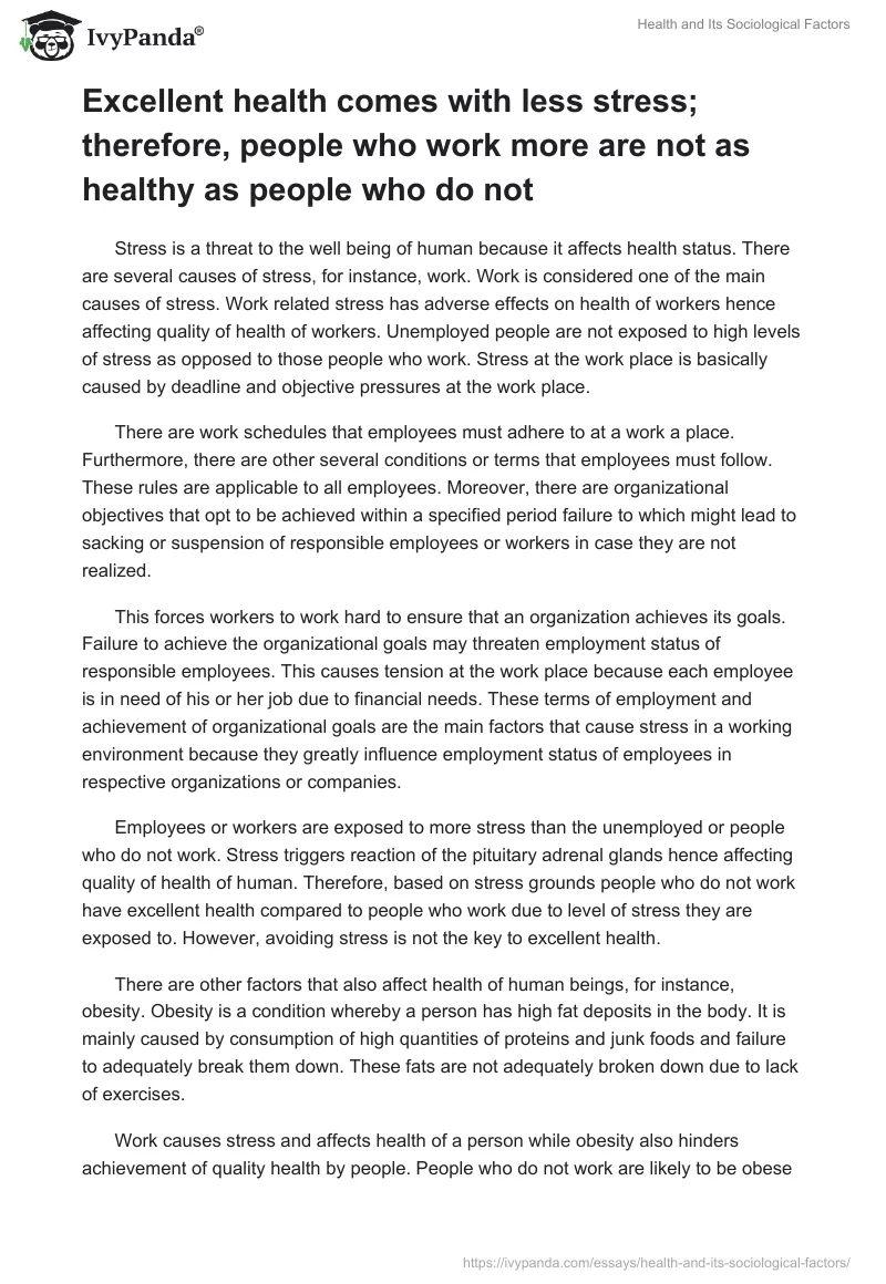 Health and Its Sociological Factors. Page 4