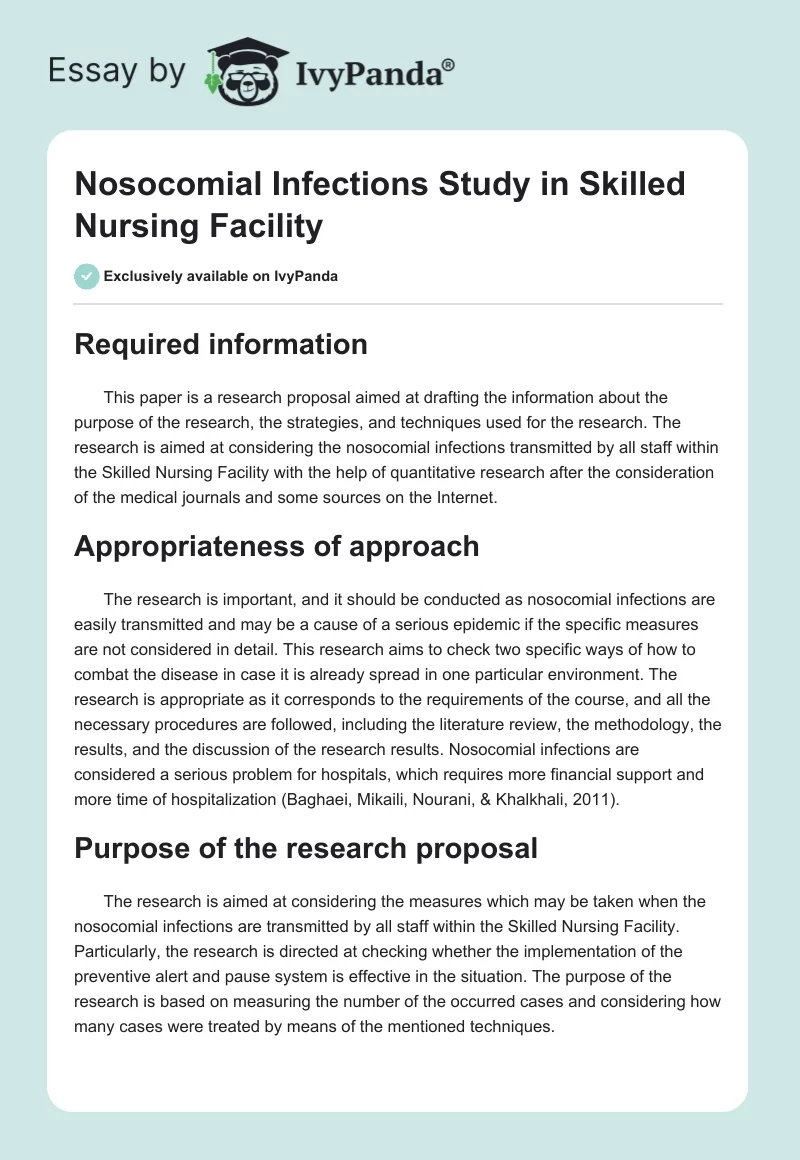 Nosocomial Infections Study in Skilled Nursing Facility. Page 1