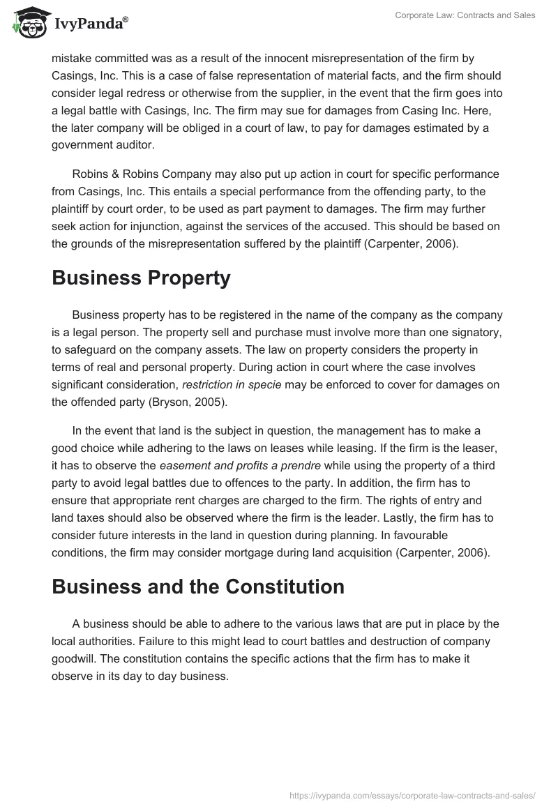Corporate Law: Contracts and Sales. Page 2