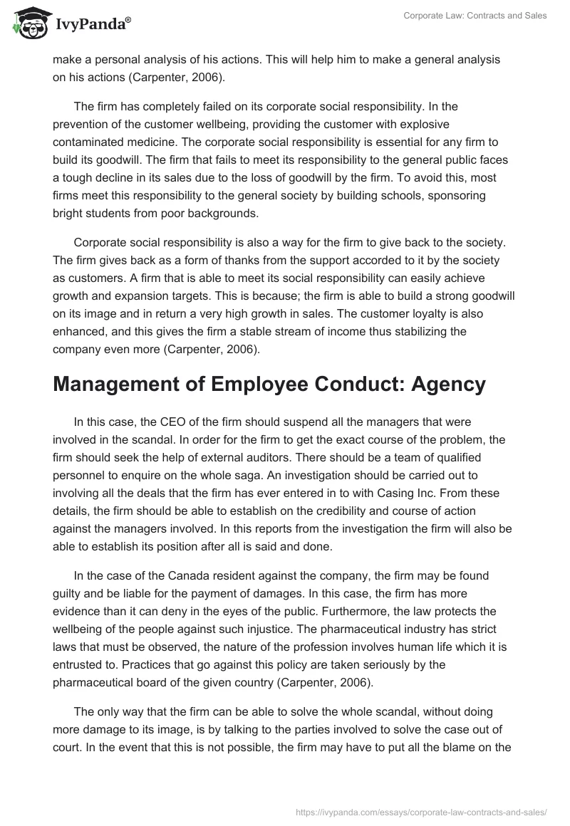 Corporate Law: Contracts and Sales. Page 4