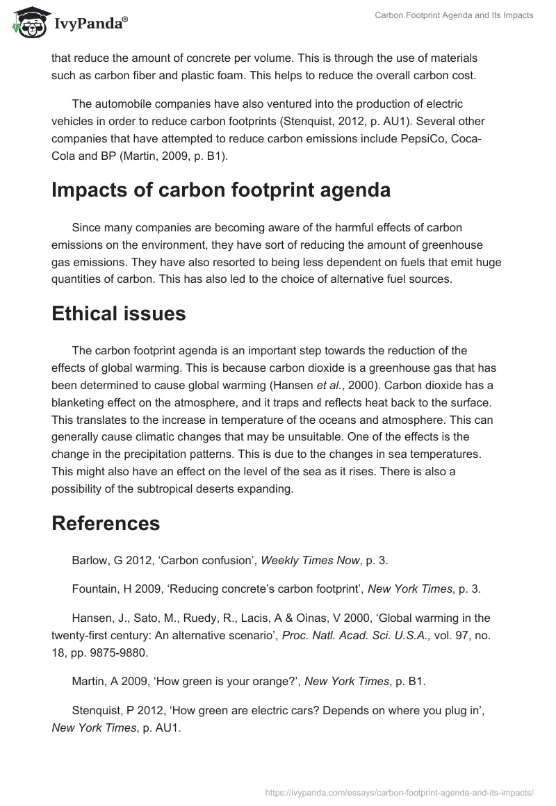 Carbon Footprint Agenda and Its Impacts. Page 2