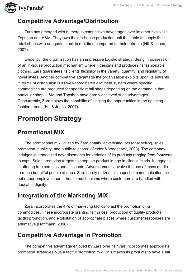 Zara Company's Distribution and Promotion Strategy. Page 2