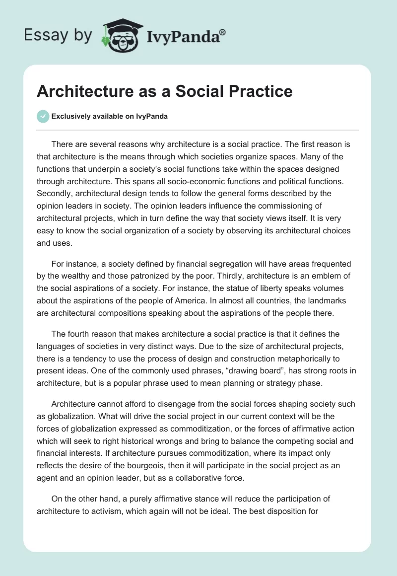 Architecture as a Social Practice. Page 1
