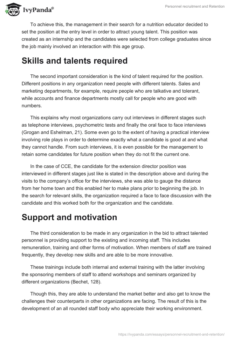 Personnel recruitment and Retention. Page 2