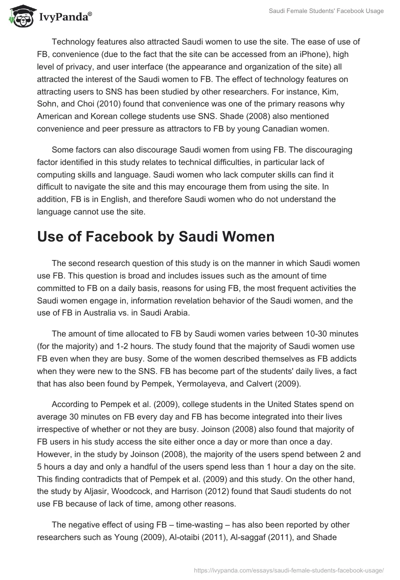Saudi Female Students' Facebook Usage. Page 2