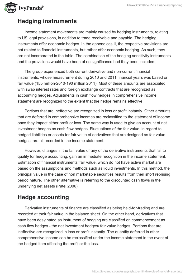GlaxoSmithKline Plc's Financial Reporting. Page 4