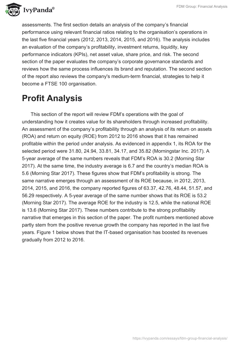 FDM Group: Financial Analysis. Page 2