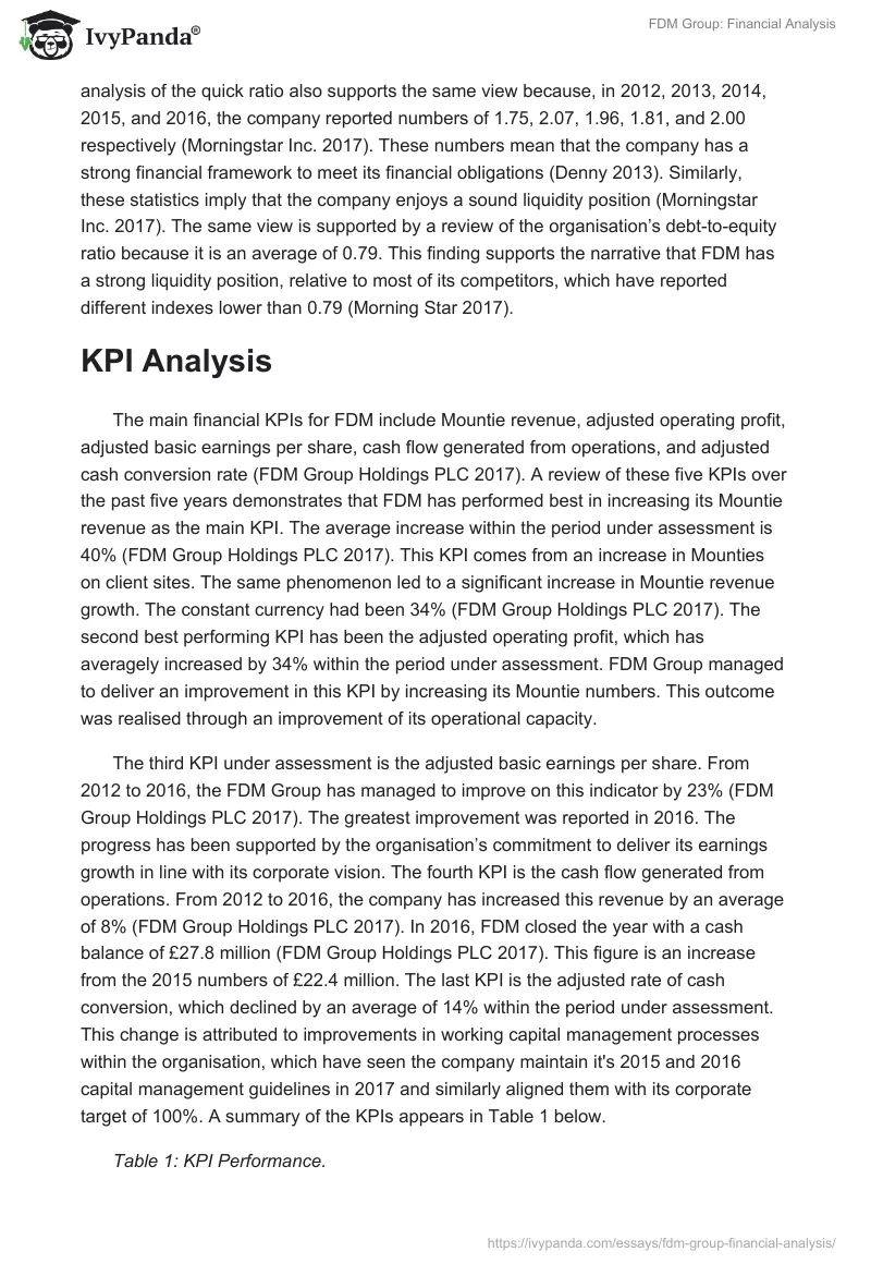 FDM Group: Financial Analysis. Page 4