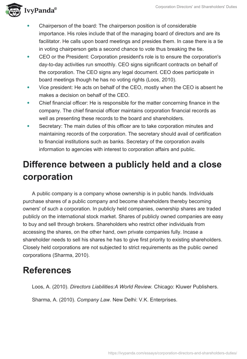 Corporation Directors' and Shareholders' Duties. Page 2