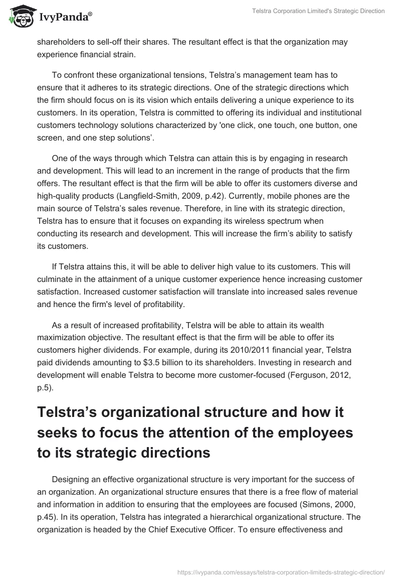 Telstra Corporation Limited's Strategic Direction. Page 3