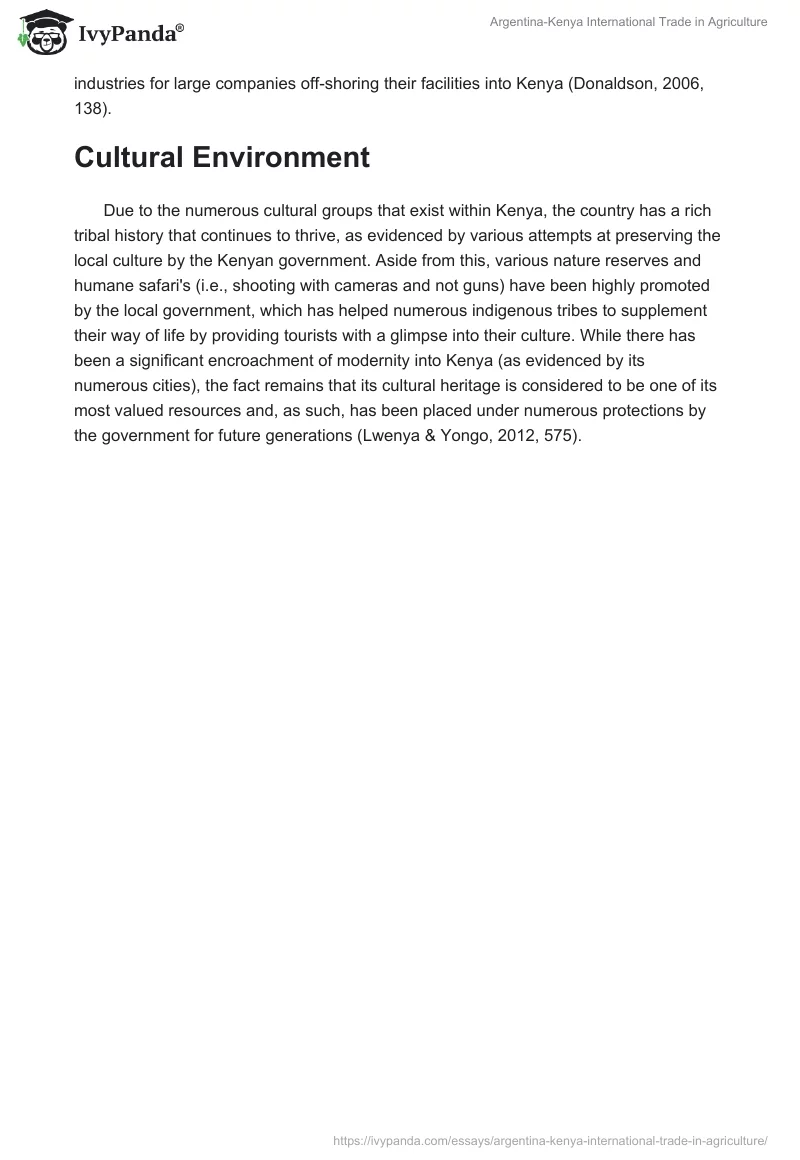 Argentina-Kenya International Trade in Agriculture. Page 4
