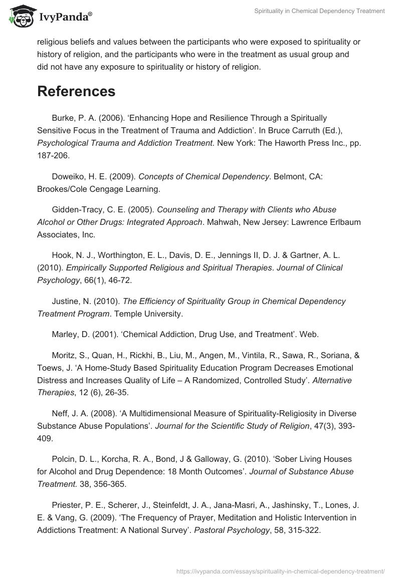 Spirituality in Chemical Dependency Treatment. Page 5