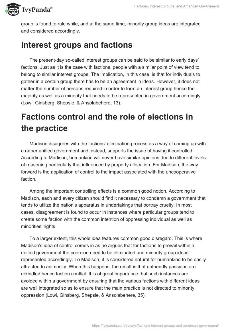 Factions, Interest Groups, and American Government. Page 2