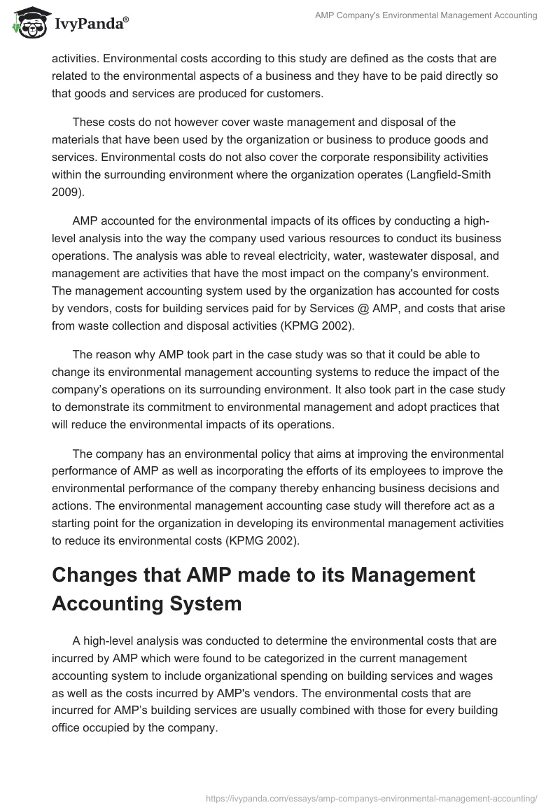 AMP Company's Environmental Management Accounting. Page 2