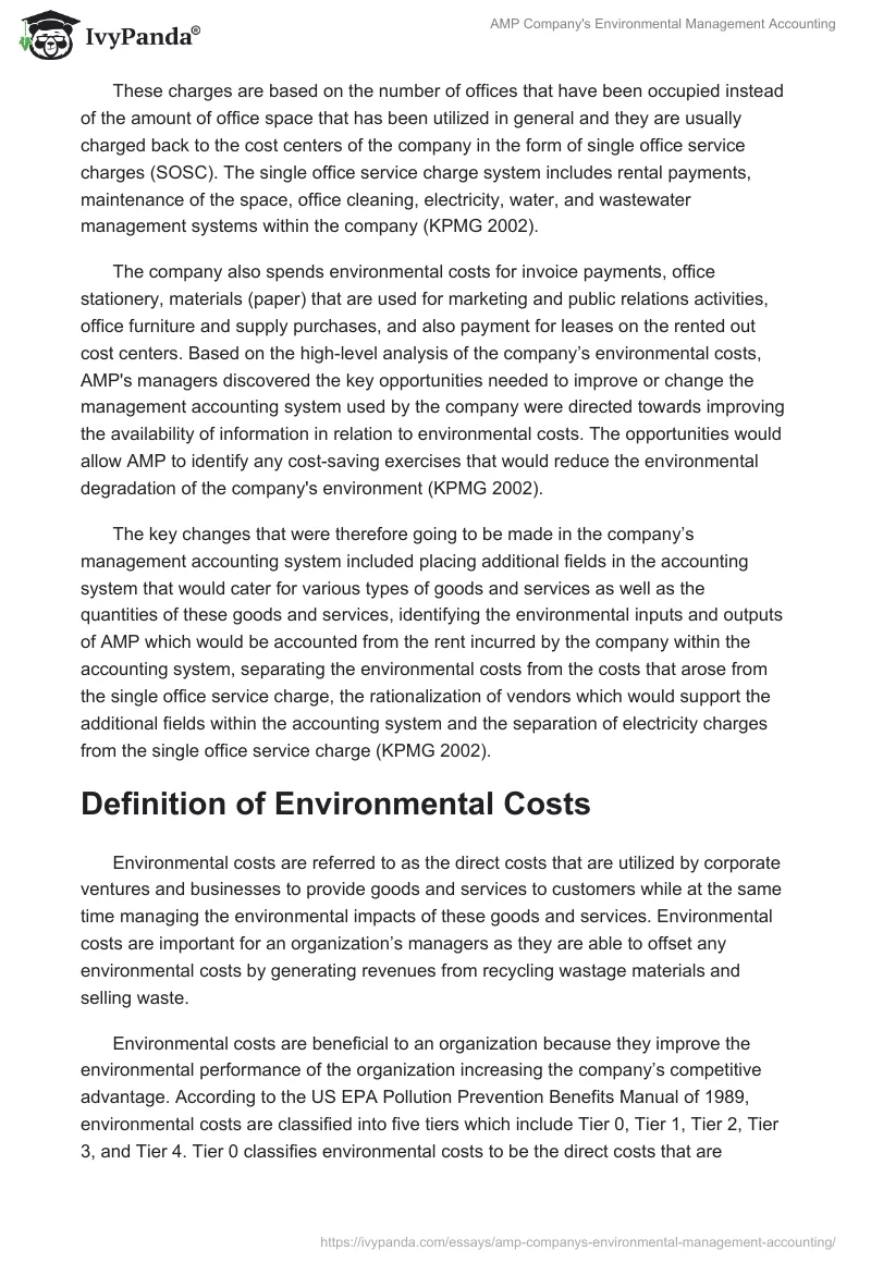 AMP Company's Environmental Management Accounting. Page 3