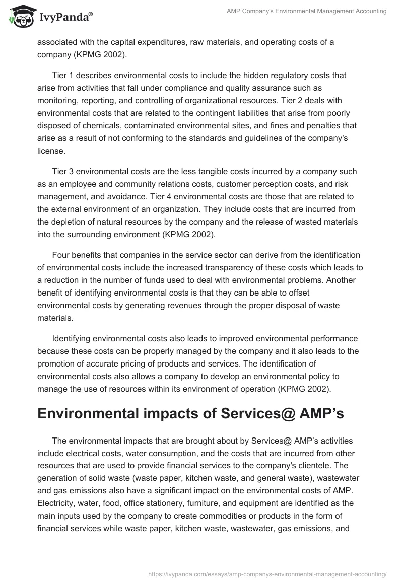 AMP Company's Environmental Management Accounting. Page 4