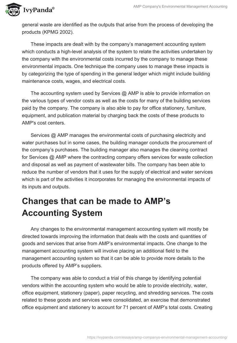 AMP Company's Environmental Management Accounting. Page 5