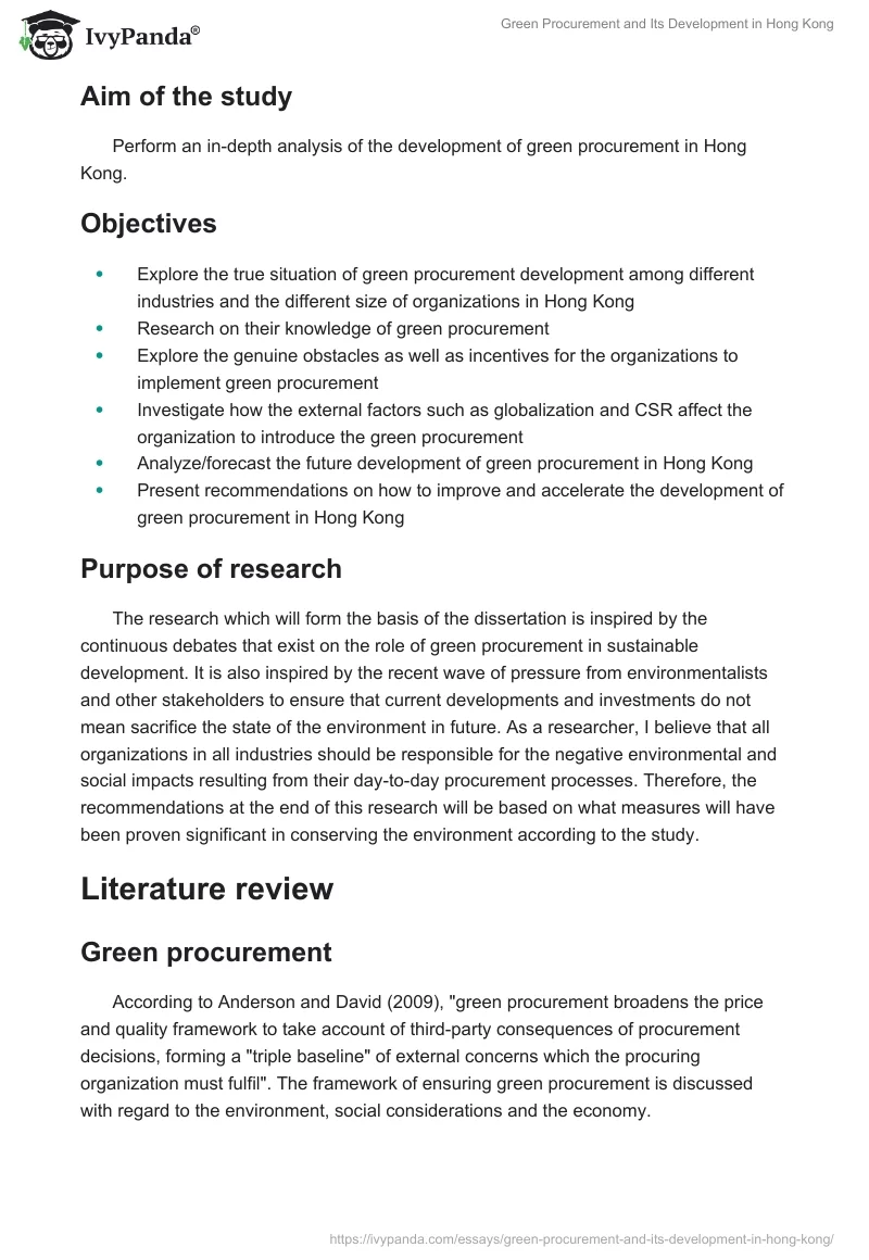Green Procurement and Its Development in Hong Kong. Page 2