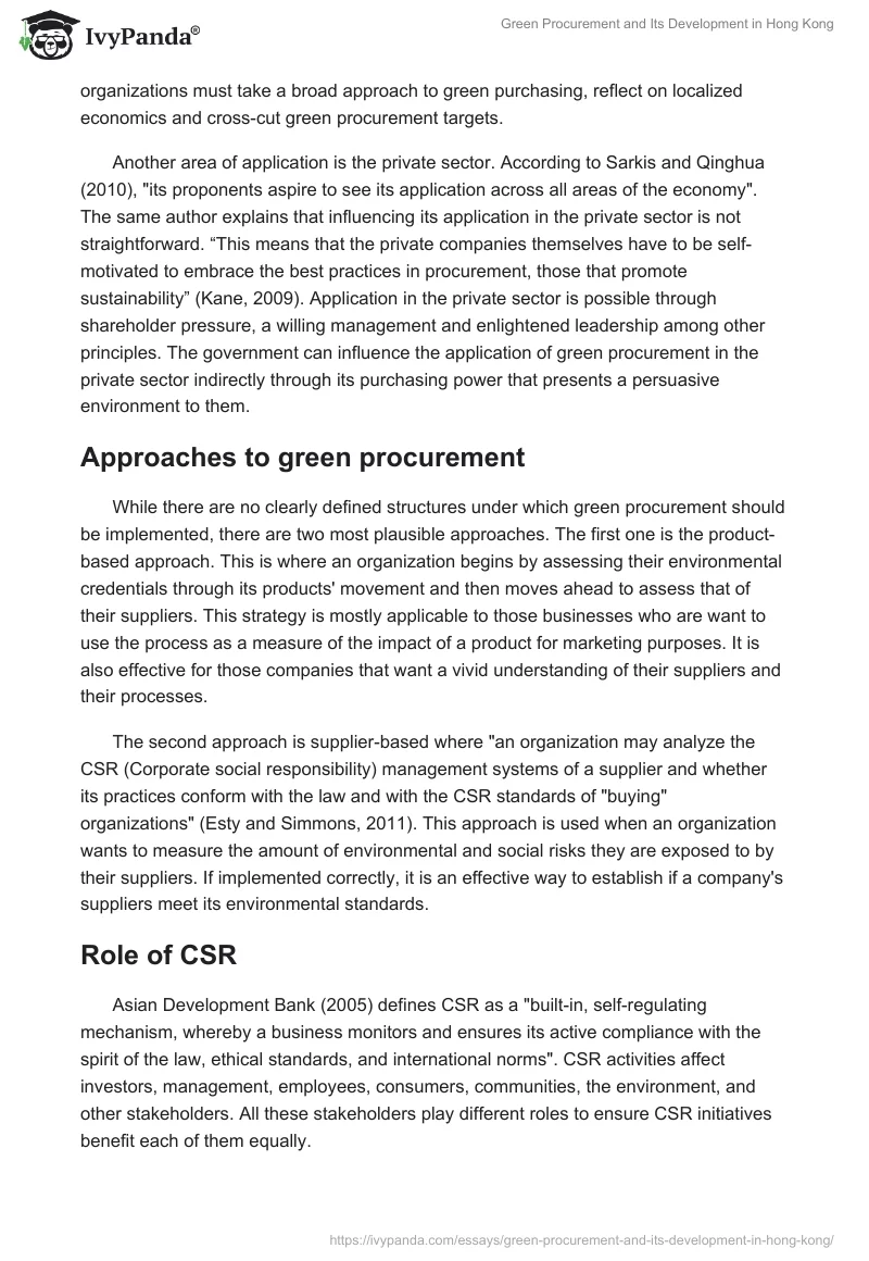 Green Procurement and Its Development in Hong Kong. Page 4