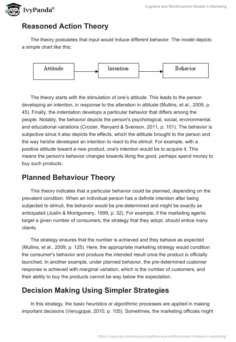 Cognitive and Reinforcement Models in Marketing. Page 2