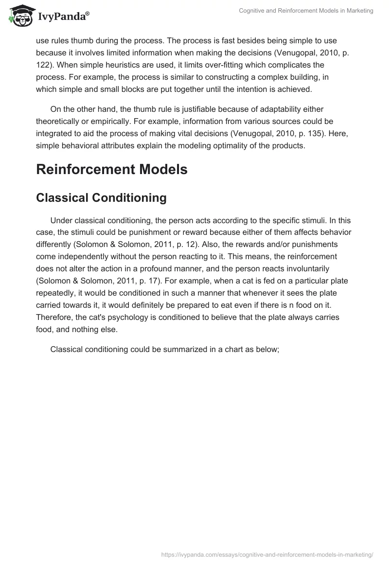 Cognitive and Reinforcement Models in Marketing. Page 3