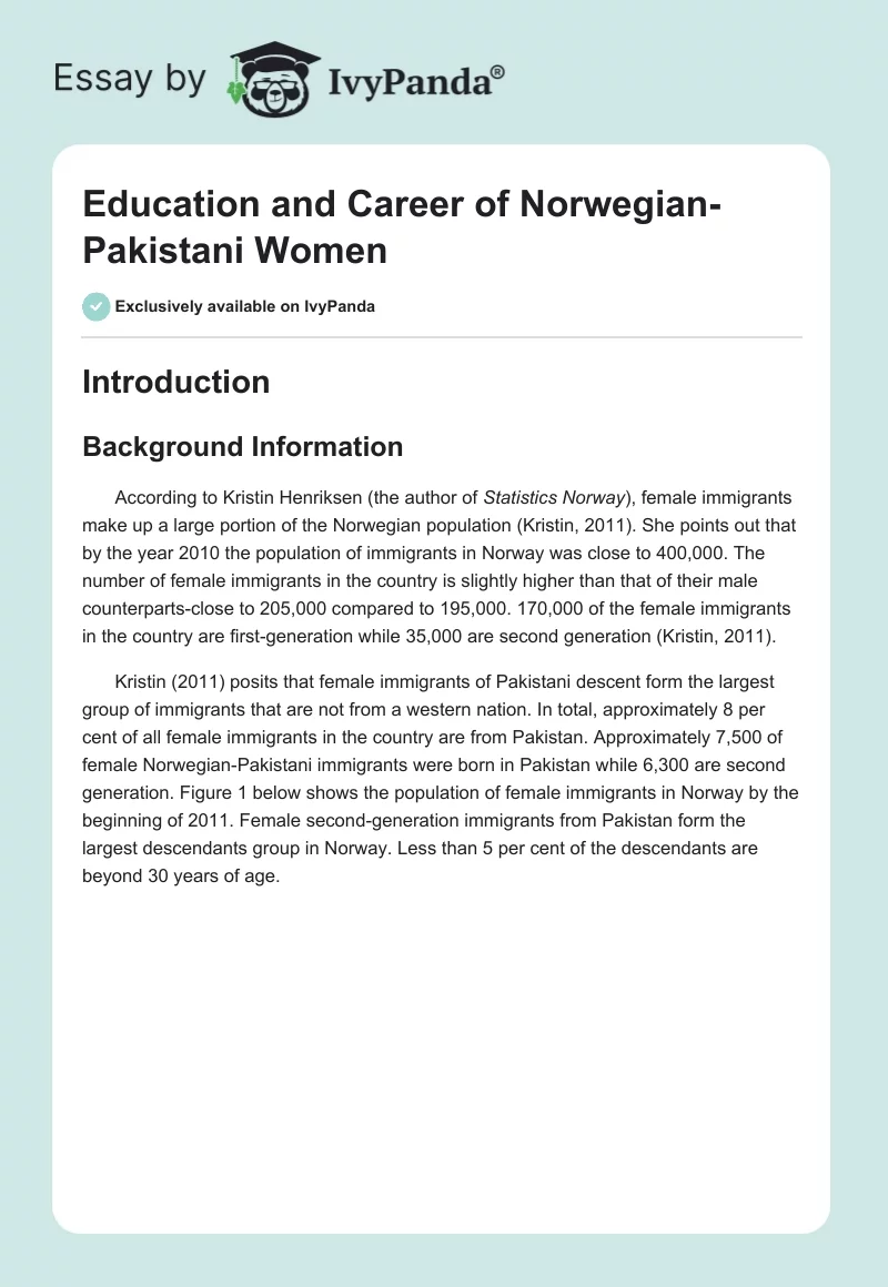 Education and Career of Norwegian-Pakistani Women. Page 1