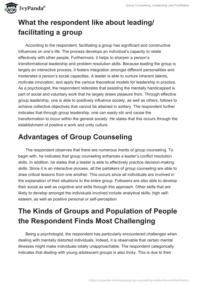Group Counseling, Leadership and Facilitation. Page 3