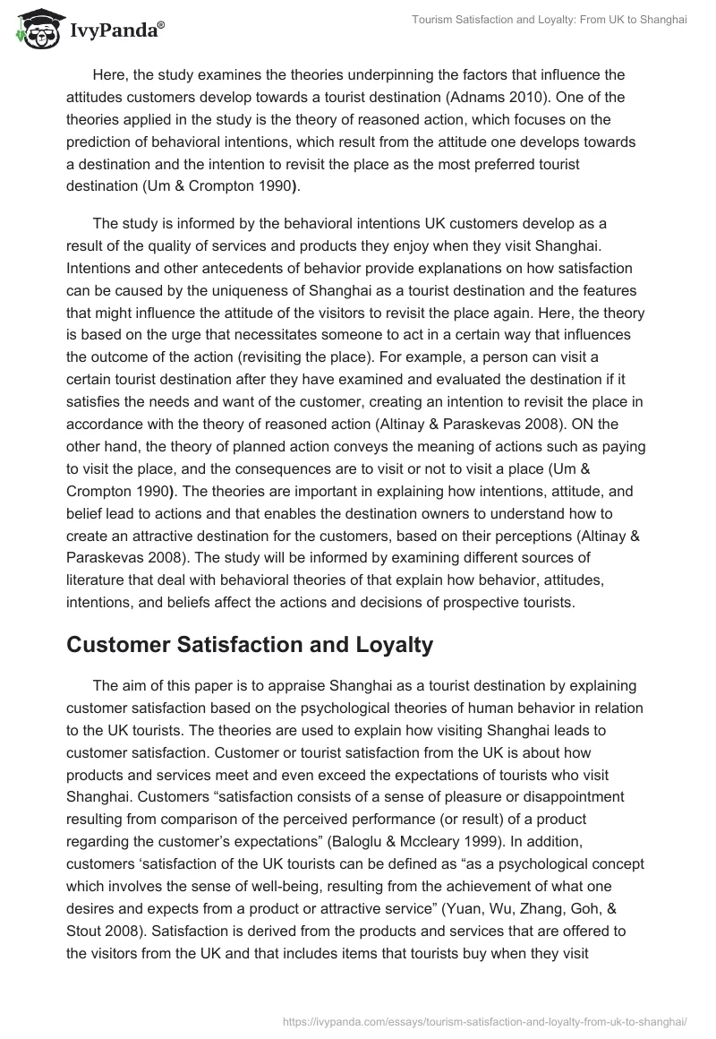 Tourism Satisfaction and Loyalty: From UK to Shanghai. Page 2