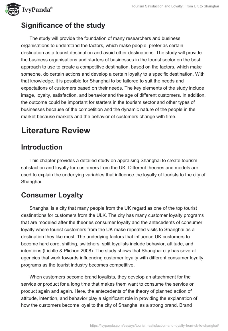 Tourism Satisfaction and Loyalty: From UK to Shanghai. Page 4