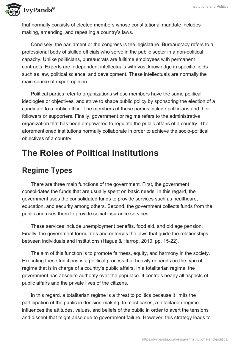 Institutions and Politics. Page 2
