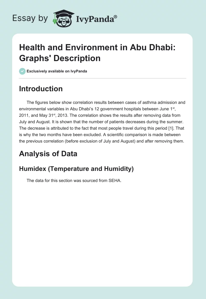 Health and Environment in Abu Dhabi: Graphs' Description. Page 1