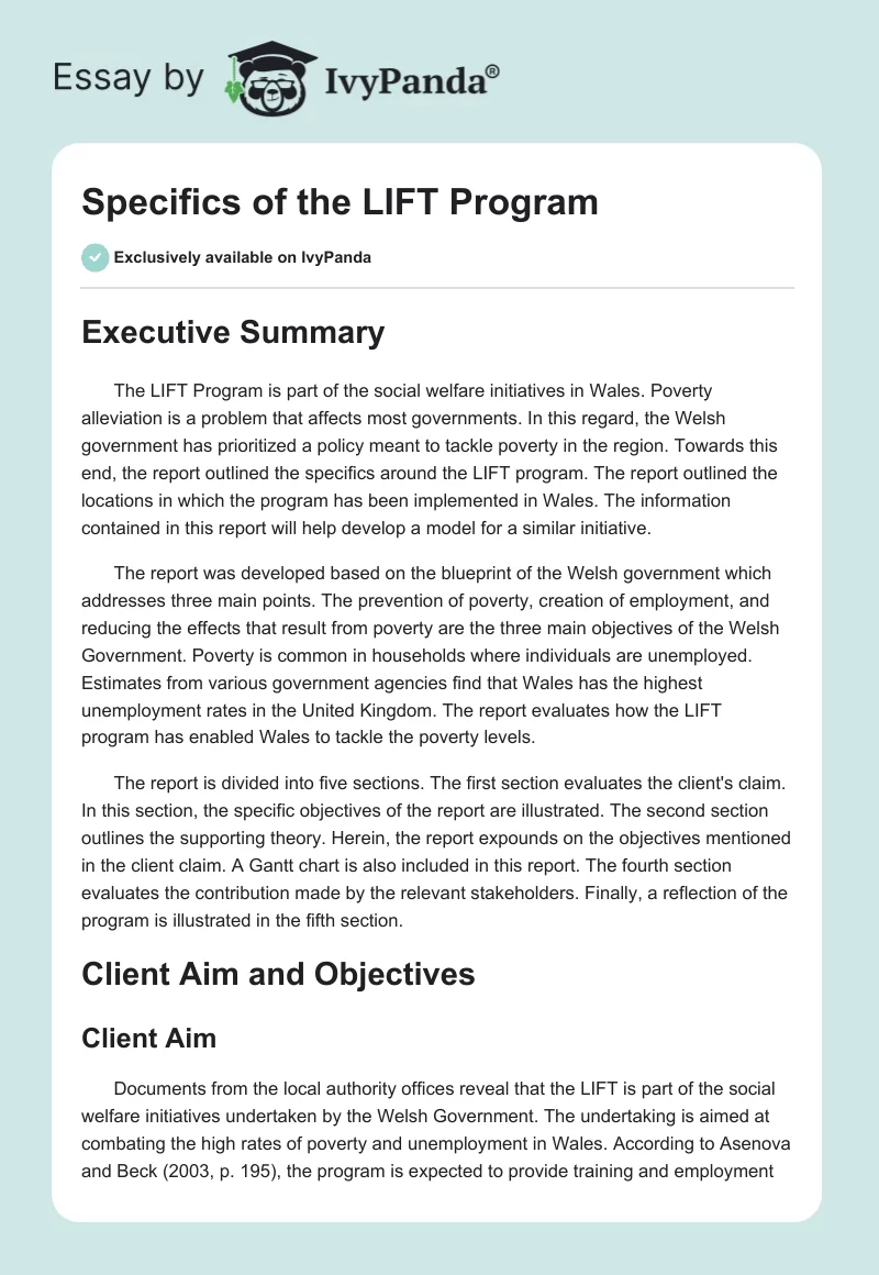 Specifics of the LIFT Program. Page 1