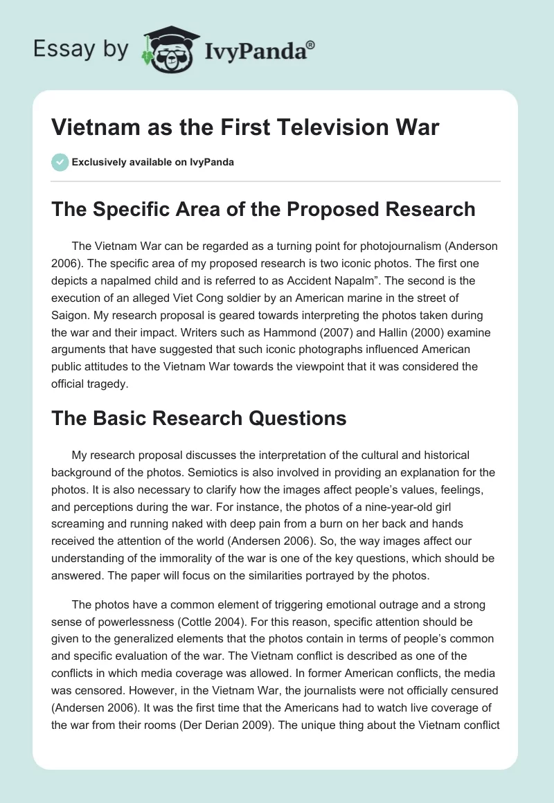 Vietnam as the First Television War. Page 1