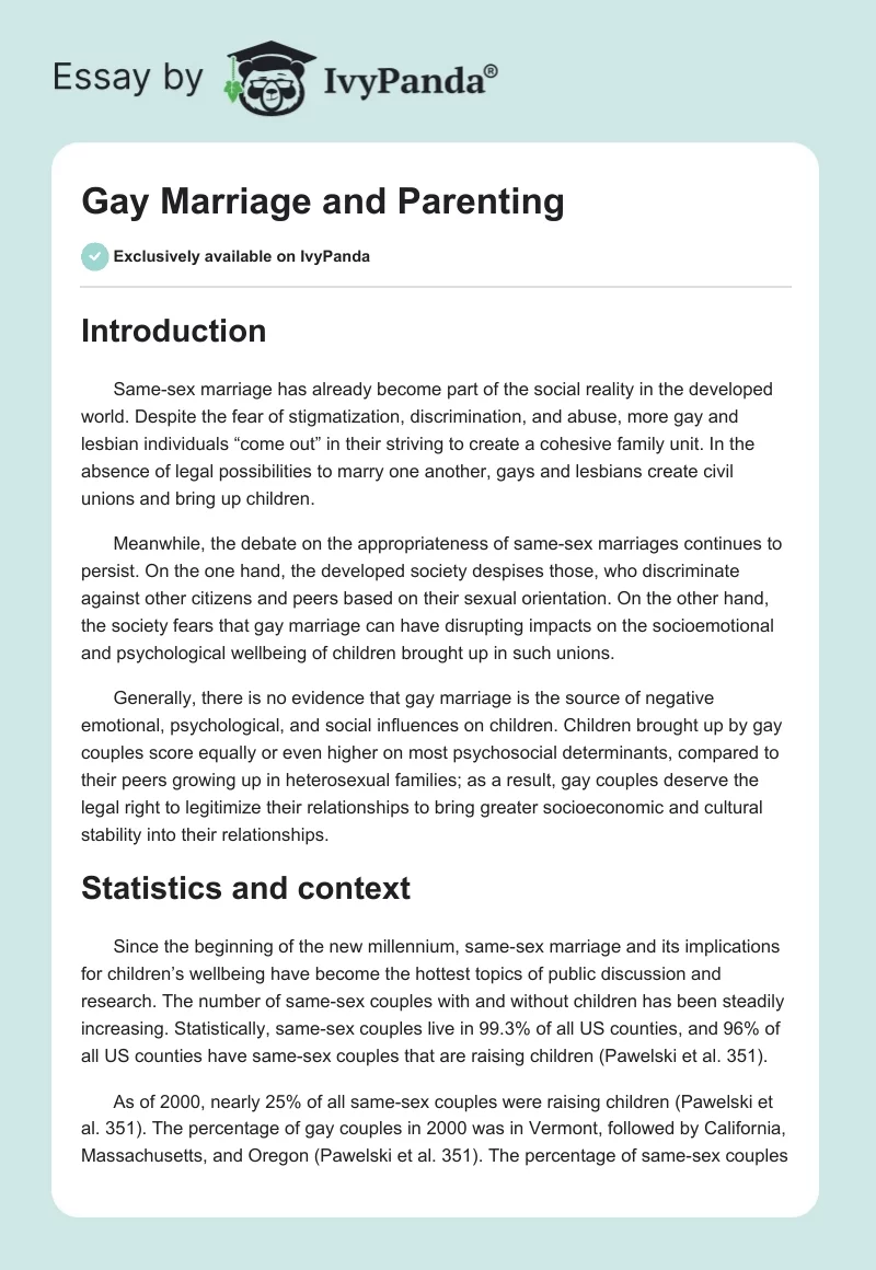 Gay Marriage and Parenting. Page 1