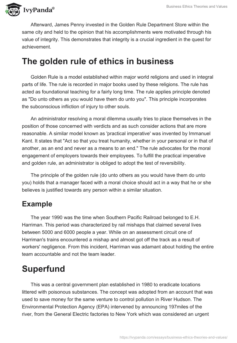 Business Ethics Theories and Values. Page 2