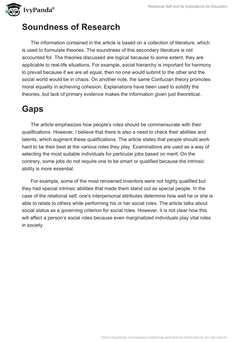 Relational Self and Its Implications for Education. Page 2