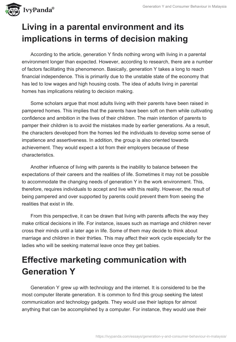 Generation Y and Consumer Behaviour in Malaysia. Page 2