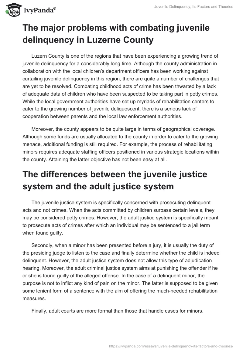 Juvenile Delinquency, Its Factors and Theories. Page 2