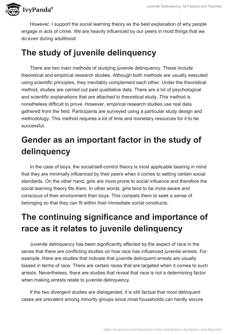 Juvenile Delinquency, Its Factors and Theories. Page 4