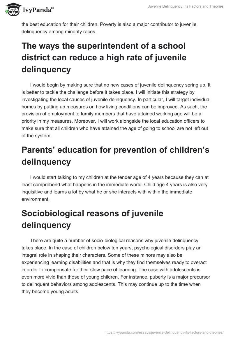 Juvenile Delinquency, Its Factors and Theories. Page 5