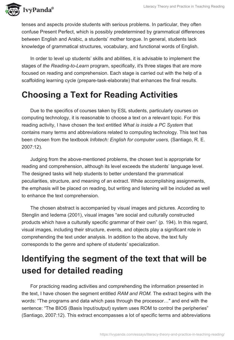 Literacy Theory and Practice in Teaching Reading. Page 2