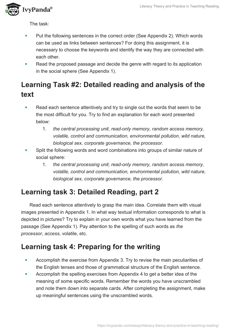 Literacy Theory and Practice in Teaching Reading. Page 5