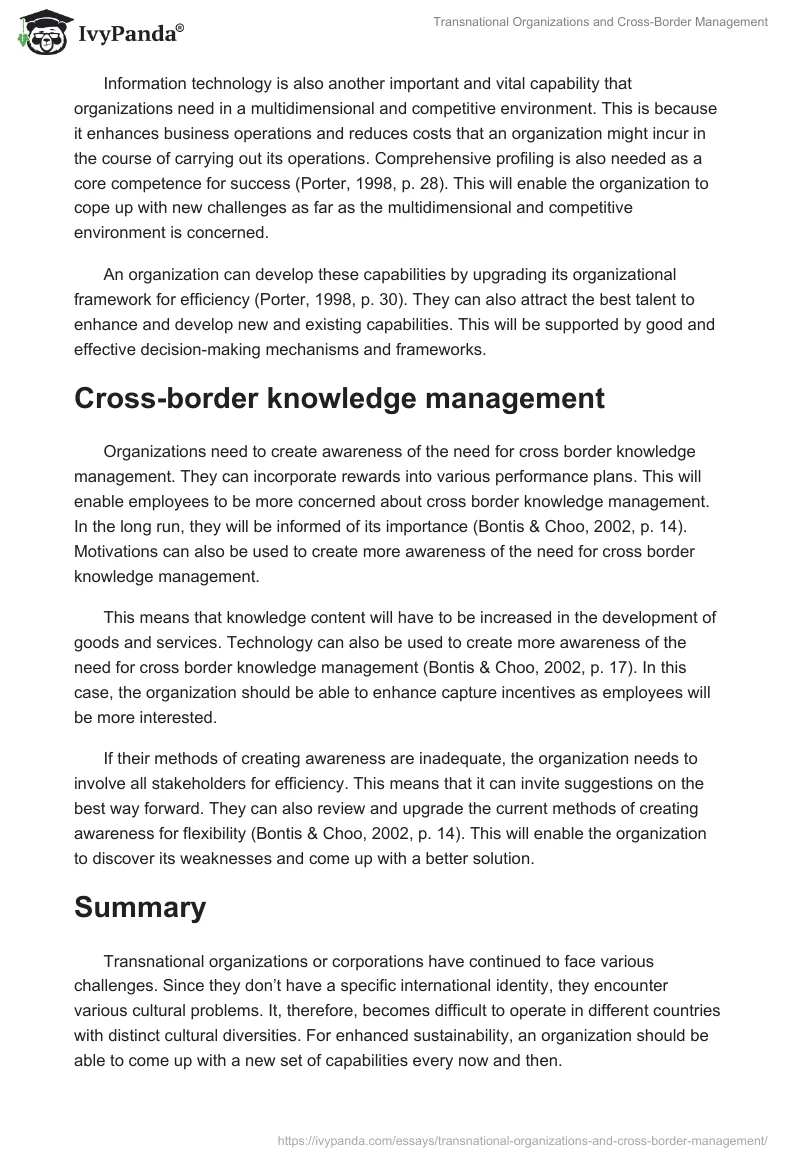 Transnational Organizations and Cross-Border Management. Page 2