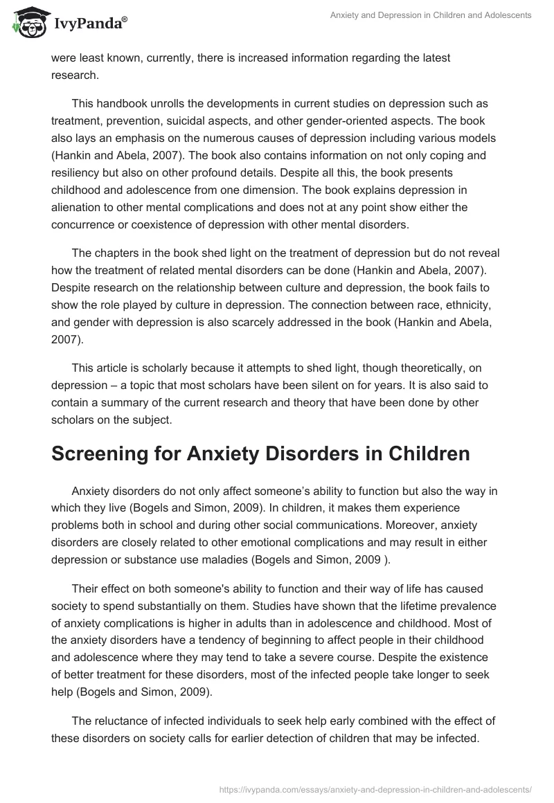 Anxiety and Depression in Children and Adolescents. Page 2