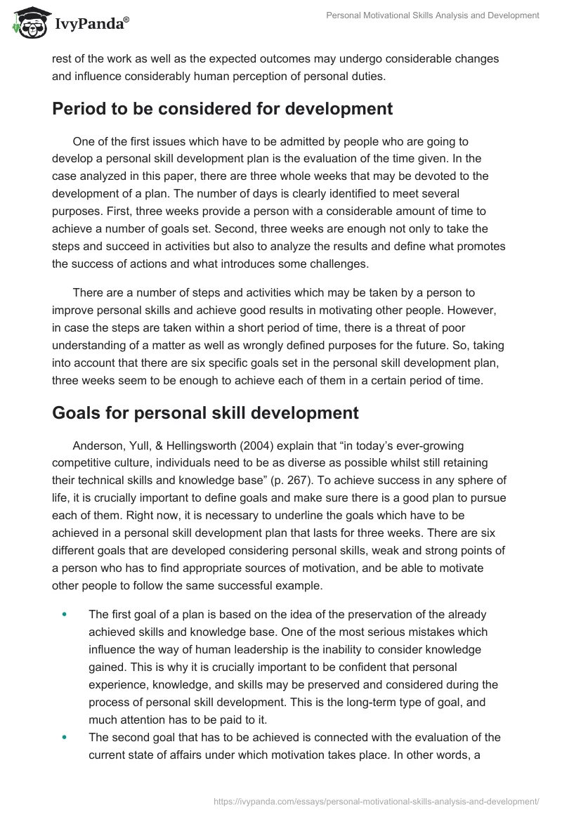 Personal Motivational Skills Analysis and Development. Page 4